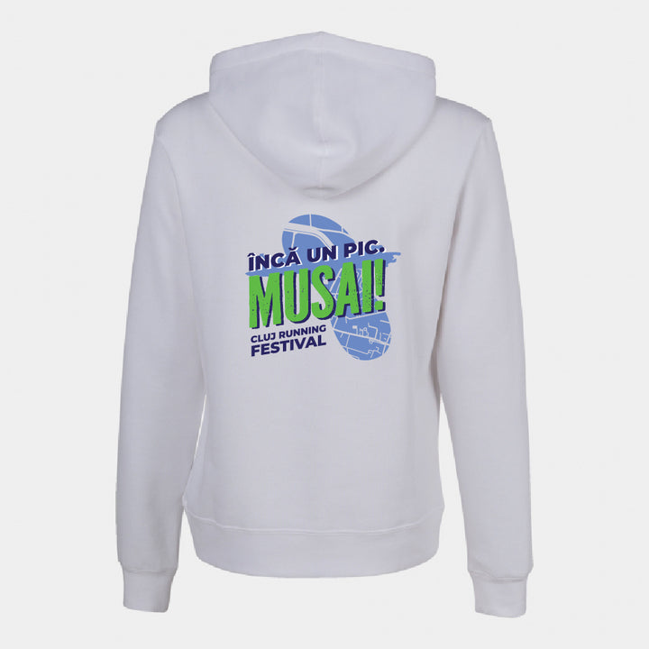 Hanorac cu glugă feminin MONTANA alb personalizat MUSAI